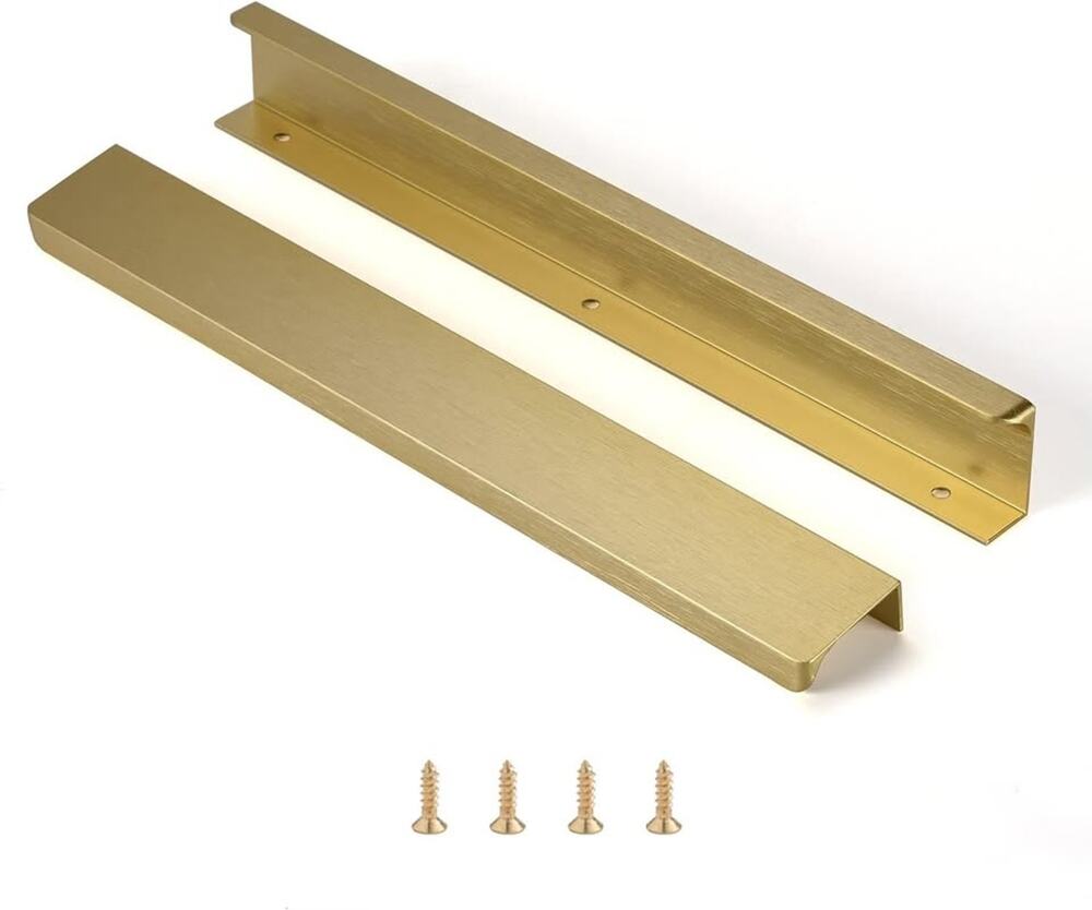 Satanga Edge Finger Pulls For Cabinet Kitchen Drawer Knobs Low Profile Door-Gold